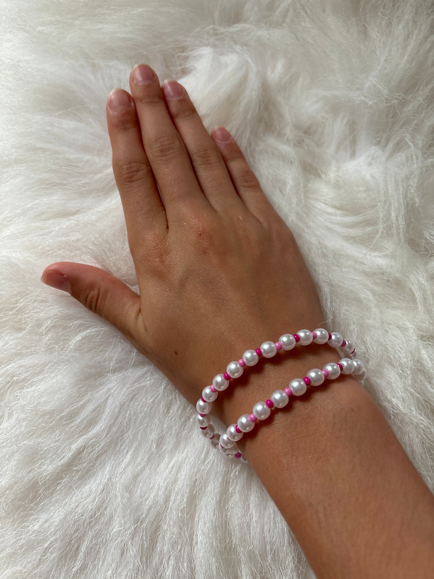 Pink seed bead bracelet