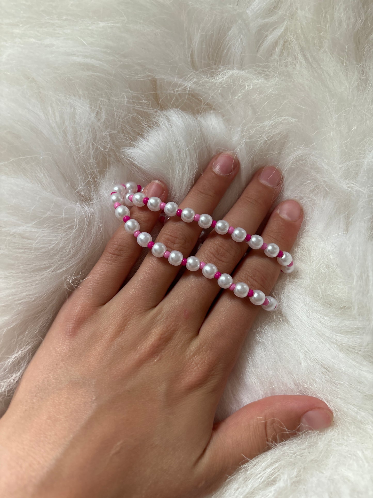 Pink seed bead bracelet