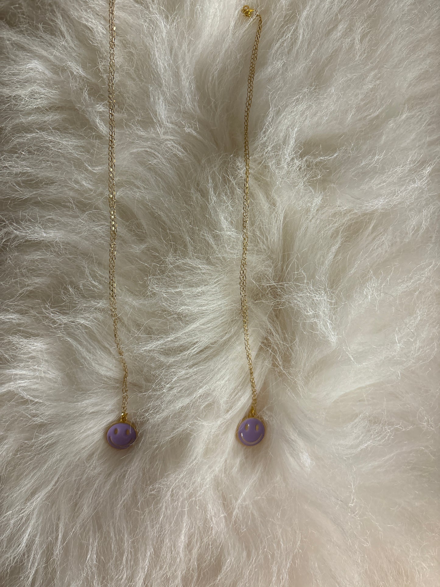 Purple smiley face necklace