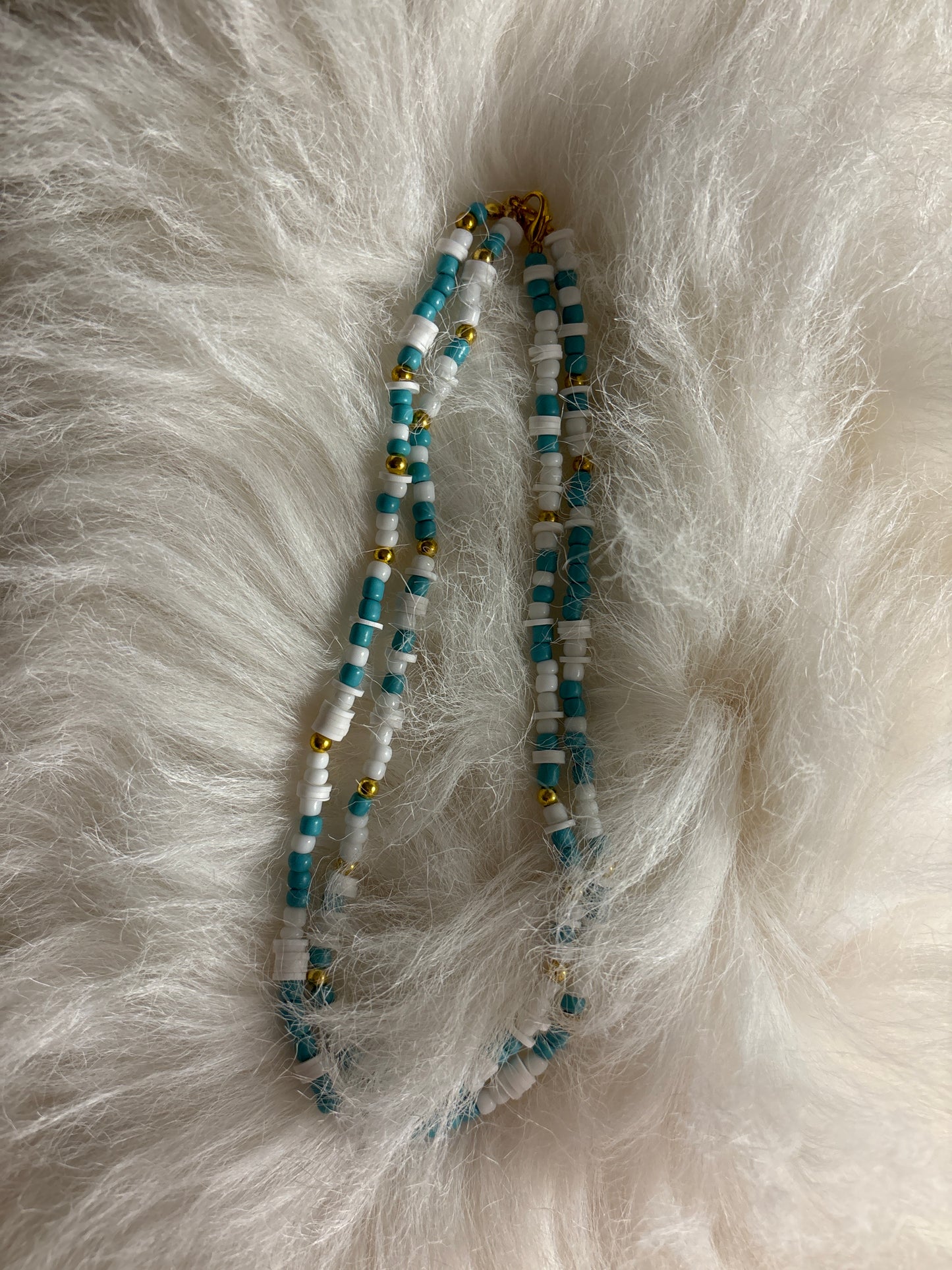 Turquoise and white necklace