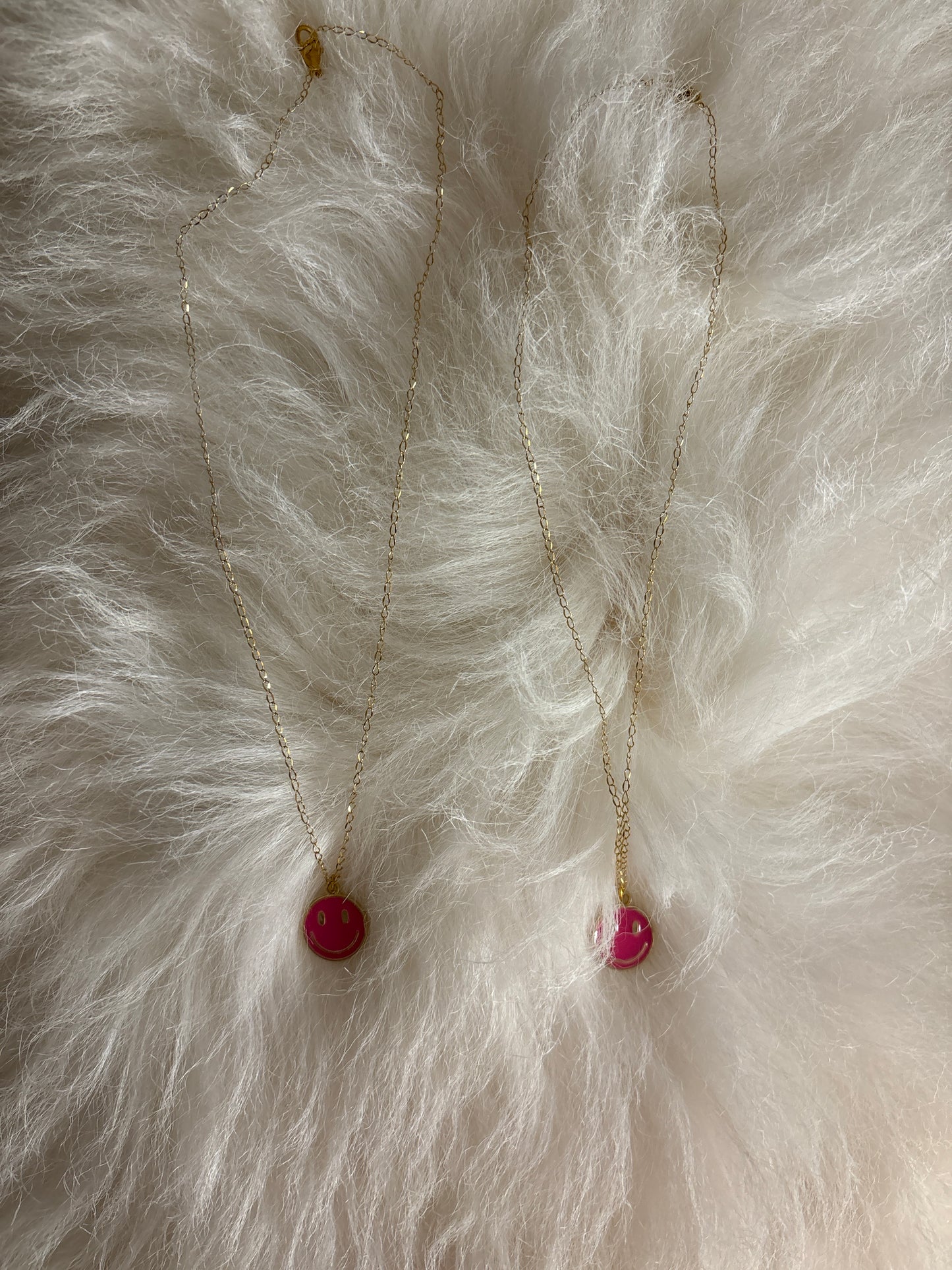 Hot pink smiley face necklace